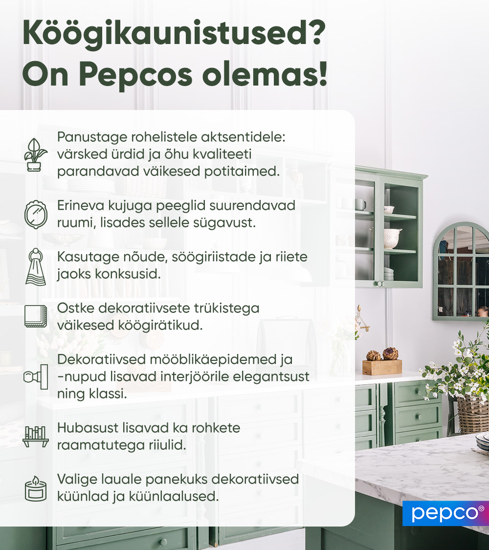 Pepco infograafika köögikaunistuste kohta