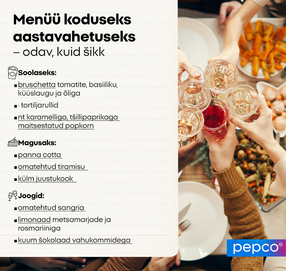 Menüü koduseks aastavahetuseks - odav, kuid šikk