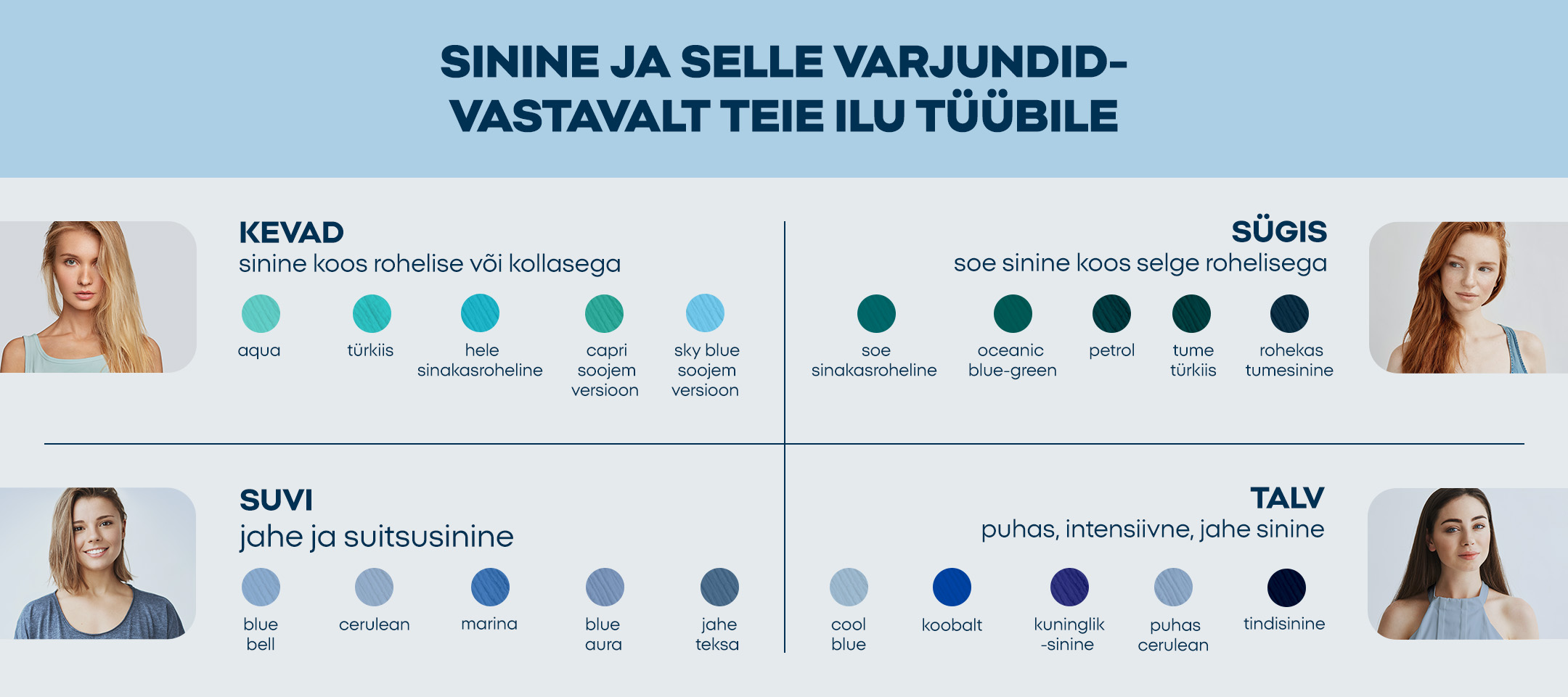 Sinine ja selle varjundid- vastavalt teie ilu tüübile 