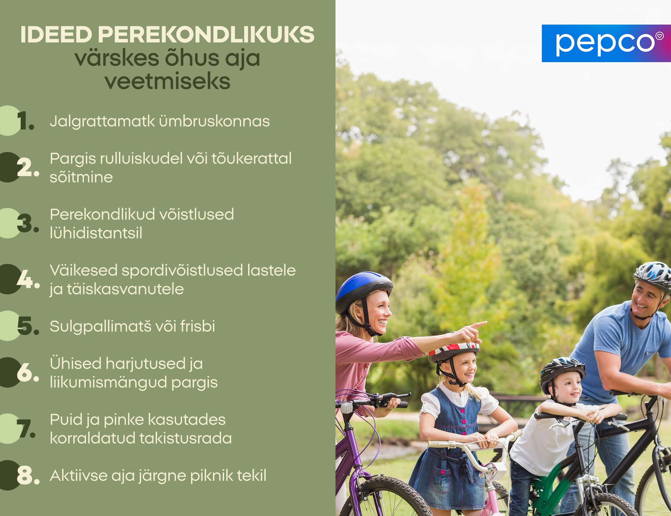 IDEED PEREKONDLIKUKS värskes õhus aja veetmiseks 